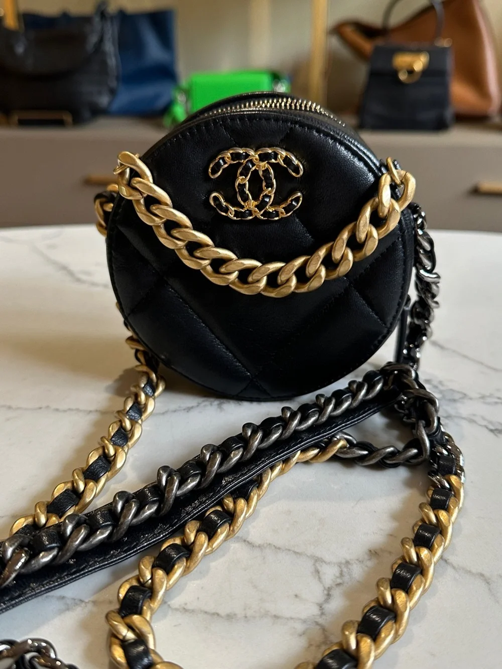 CHANEL 19 Round Mini Crossbody Bag